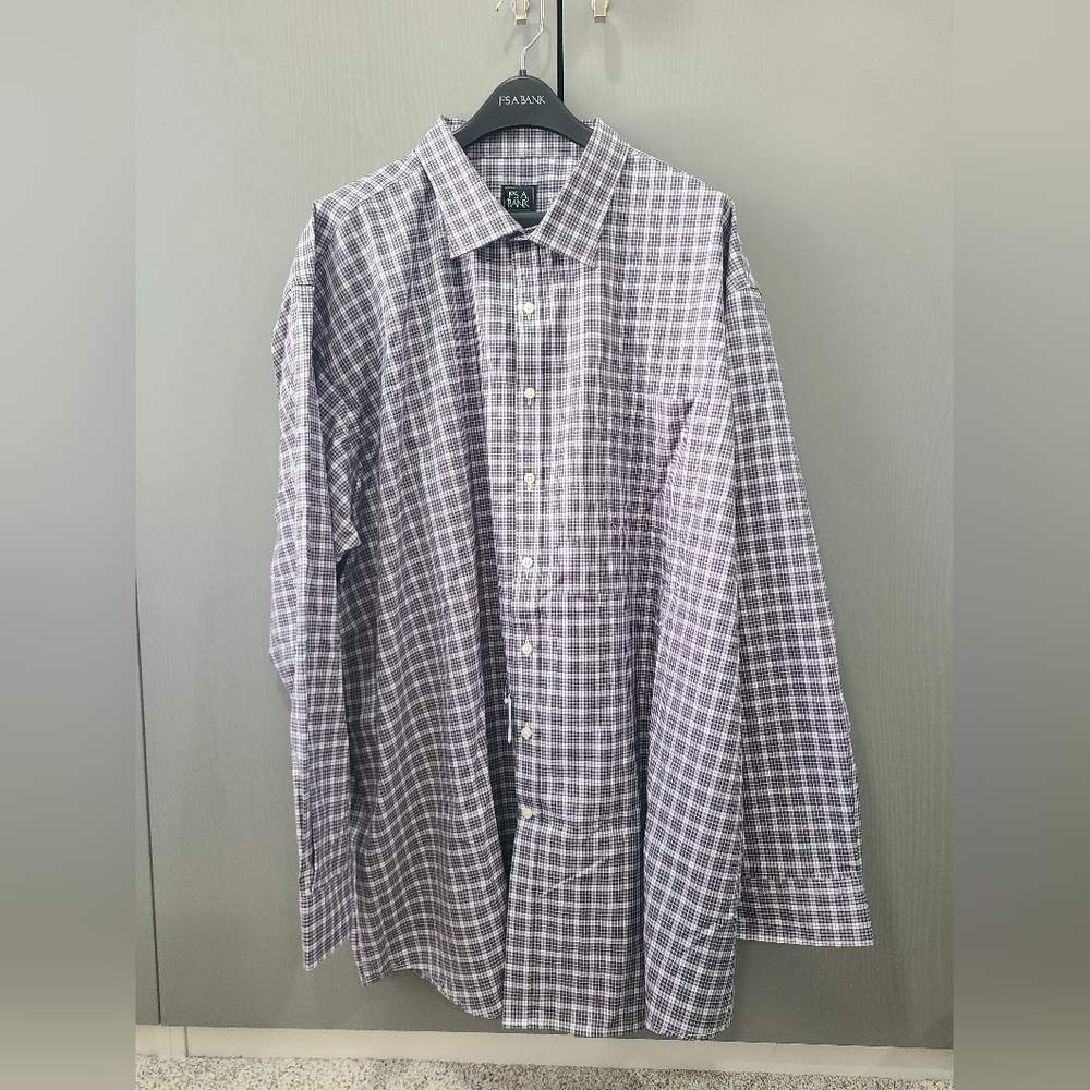 Burgundy/Blue/White/Gray checkered dress shirt